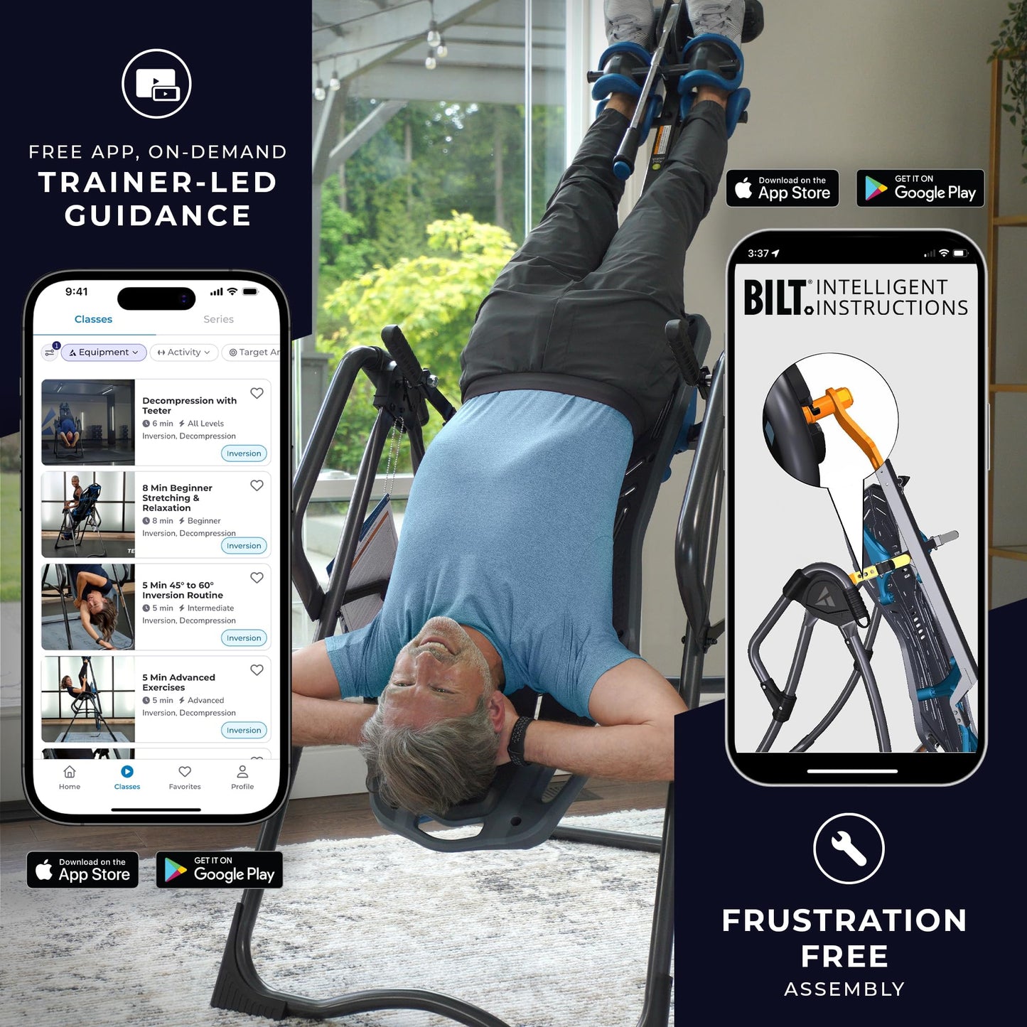 Teeter FitSpine X3 Inversion Table, Deluxe EZ-Reach Ankle System, Back Pain Relief Kit, FDA-Registered (X3A2)