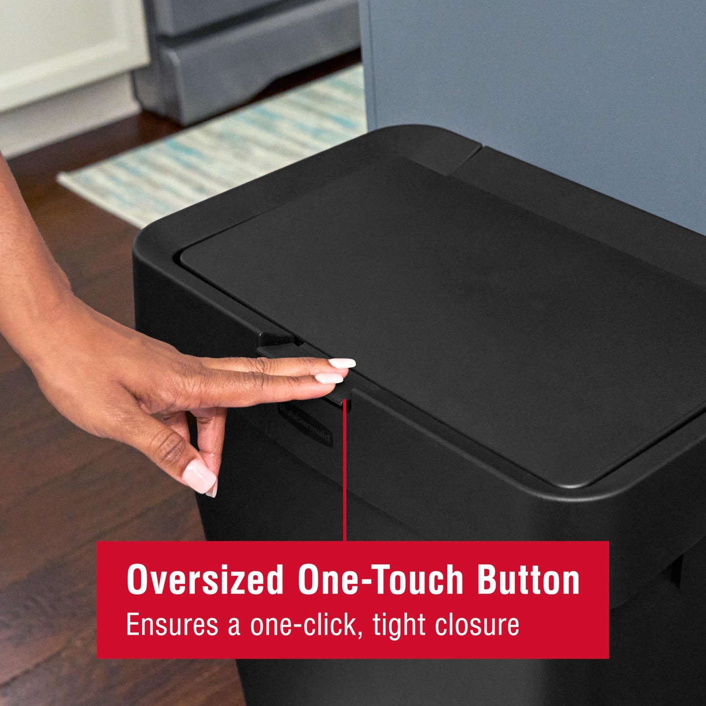 Rubbermaid Touch-Top Kitchen Trash Can with Lid, 12.2 Gallon, Black, Garbage Container for Home/Kitchen/Apartment/Garage