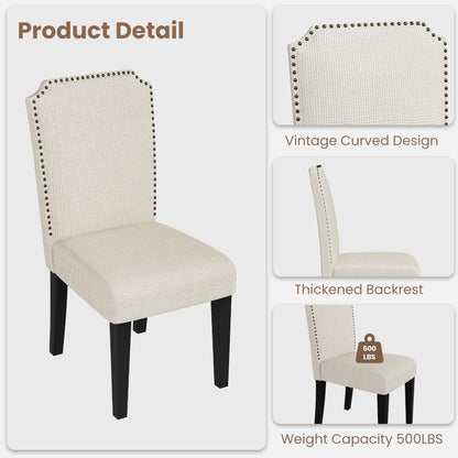 Garvee Dining Chairs Set of 4, Solid Wood Legs, Up to 500 LBS Capacity, Stable and No Wobbling, Upholstered Wide Seat with 60 ILD Sponge, Farmhouse Kitchen Chairs for Dining Room, Family Gatherings