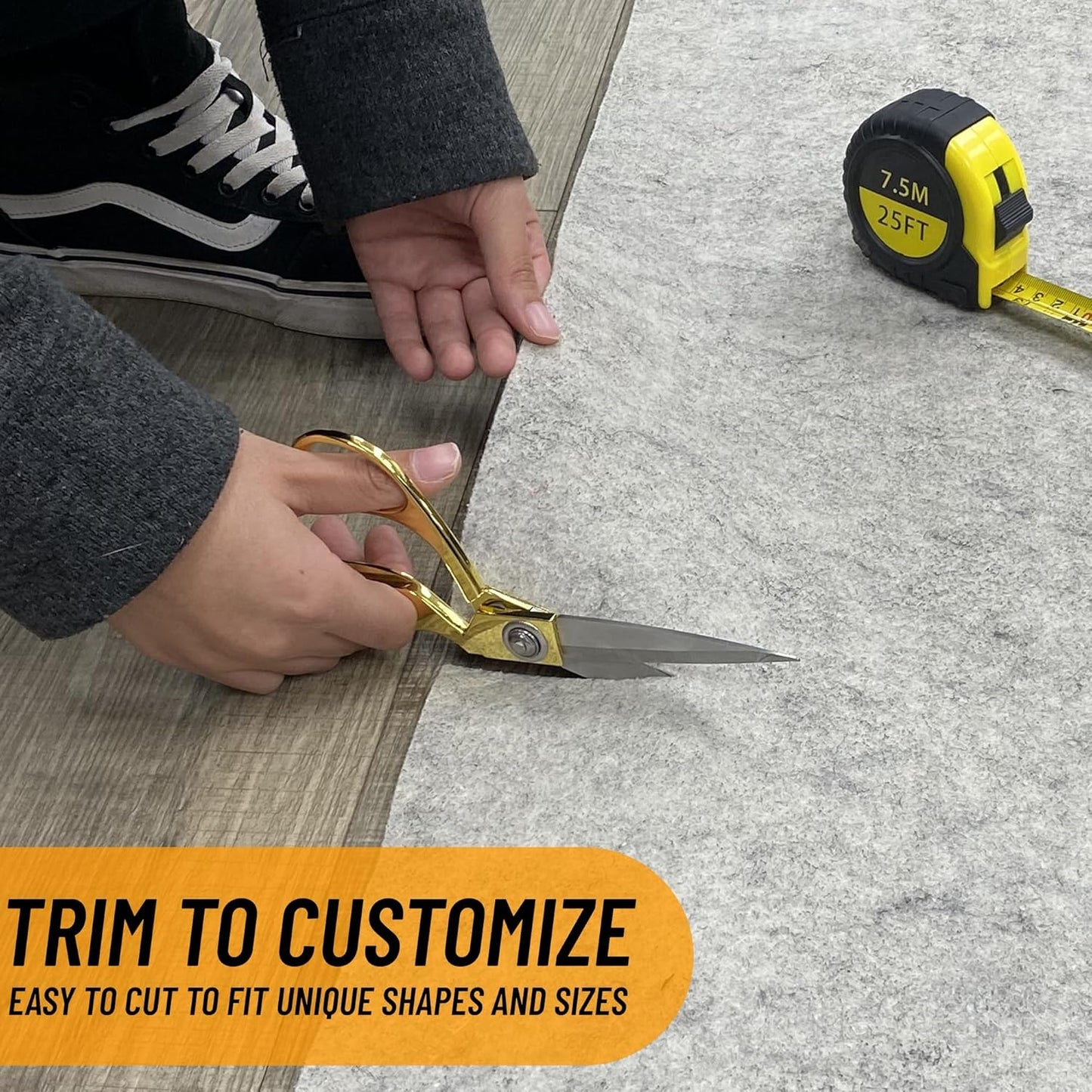 2'7" 7' 1/12 Inch Ottomanson x Non-Slip Rug Pad Gripper Ultra Thin Dual Surface Felt + Rubber Gripper - Safe for All
