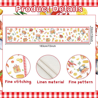 13x72 Inch Crawfish Boil Party Decorations - Crawfish Party Table Runner Decor, Seafood Boil Crayfish Table Decorations