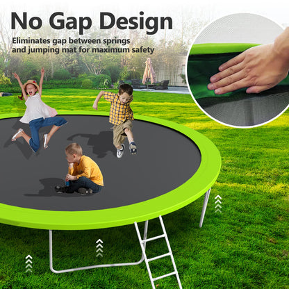 Lyromix 16FT Trampoline, Large Recreational Trampoline for Kids, Outdoor Trampoline with Basketball Hoop and Ladder, Backyard Jumping Trampoline, Capacity for 6-9 Kids and Adults, Grass Green
