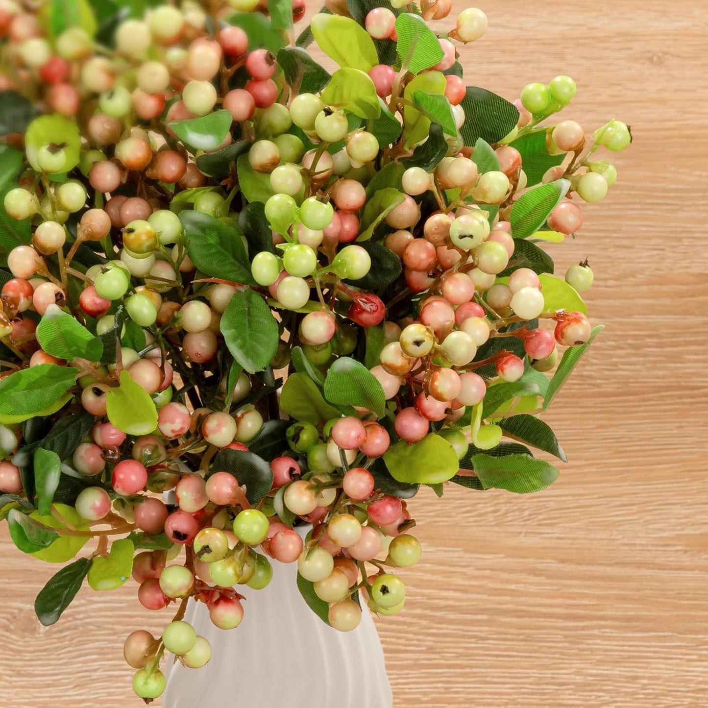 20 9.8 inch SHACOS Artificial Pink Berry Stems PCS Fake Berries Branches Spray with Green Leaves Small Berry Picks