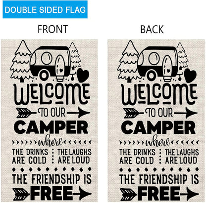 ZJXHPO Welcome To Our Camper Garden Flag Camping Gift Outdoor Yard House Banner Home Lawn Welcome