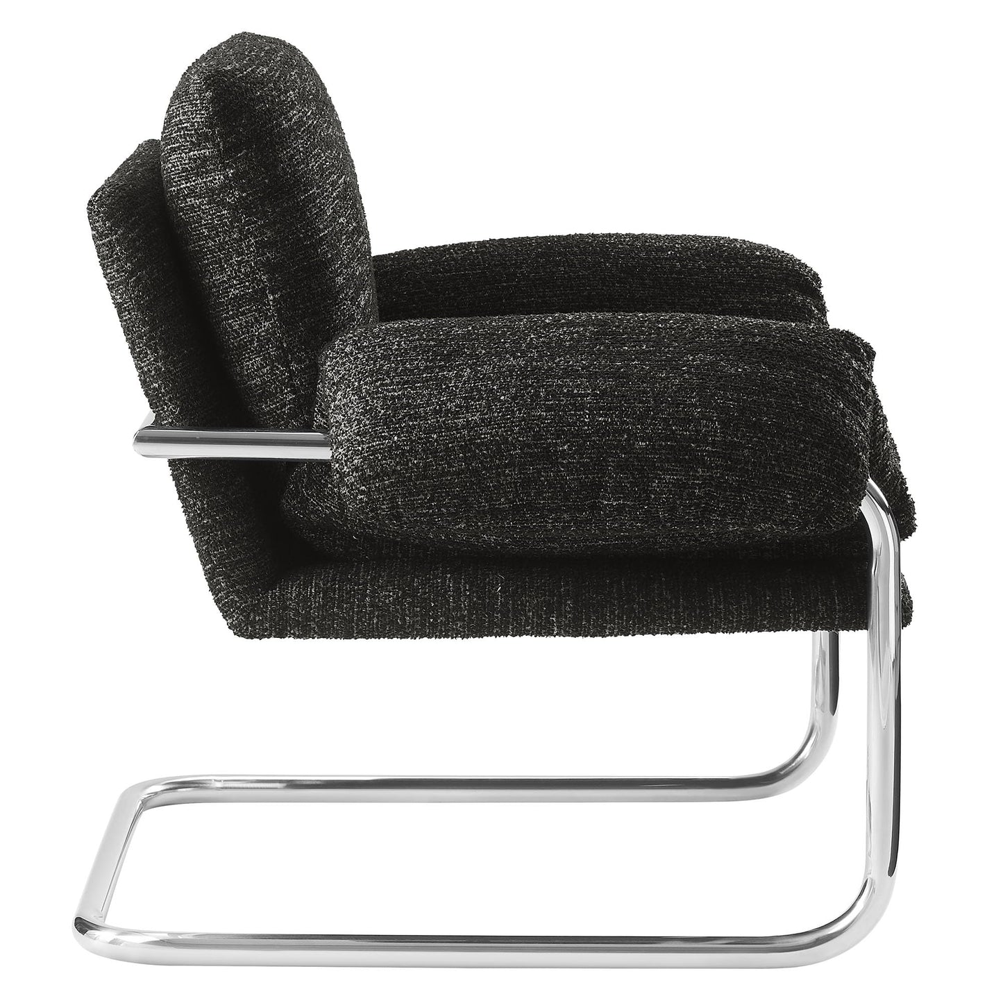 Modway Ansel Boucle Accent Chair in Charcoal - Fabric Lounge Chair for Living Room, Bedroom - Upholstered Corner Reading Chair with Arms and Removable Cushions