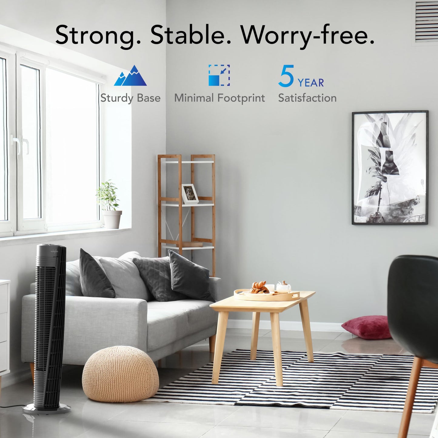 Vornado OSC84 41" Whole Room Oscillating Tower Fan, Remote Control, 70-Degree Oscillation, Quiet Operation, 4 Speed Settings, 8-Hour Timer, Powerful Air Circulation, Black