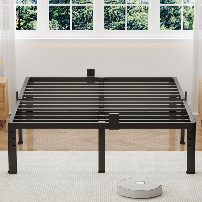NKZ 14 Inch Queen Bed Frame, Sturdy Metal Platform with Round Corner Legs, 3,500 lbs Heavy Duty Steel Slat Support, Easy Assembly, Noise Free, No Box Spring Needed