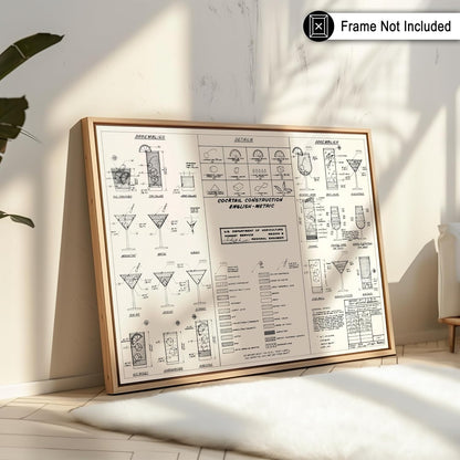 16x20 Poster Master Cocktail Construction Chart Poster - Retro Cocktail Print - Alcohol Art - Bar Cart Design