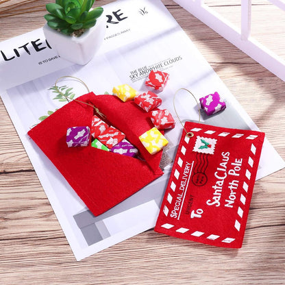Letter Envelope to Santa Claus, 10pcs Christmas Candy Bag Tree Ornament Embroidery (Red)