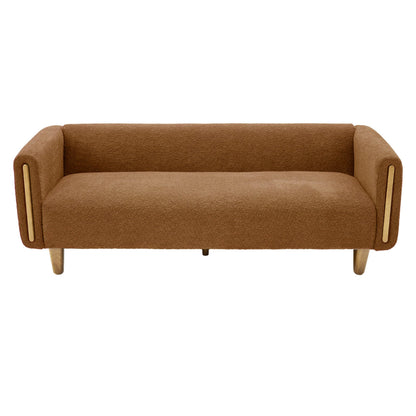 Christopher Knight Home Alissa 78.7" Modern 3 Seater Sofa, Textured Upholstered Lounge Sofa Couch with Rolled Arms and Rubberwood Legs, Couches for Living Room and Office, Lounge Seating, Orange