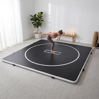 Fnova Inflatable Wrestling Mat 10x10 FT x 4 IN, PVC Portable Wrestling Mats for Home, 4" Thick Jiu Jitsu Mats with Circles for Wrestling, Martial Arts, Jitsu, BJJ, Boxing, MMA, Judo Indoor Outdoor Use