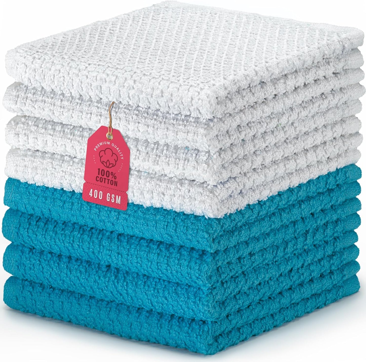 8 Pack 100% 12 12 inch 400 (8 Pack) DecorRack Cotton Face Towels, Ultra Absorbent x Wash Cloths, GSM, Premium Quality