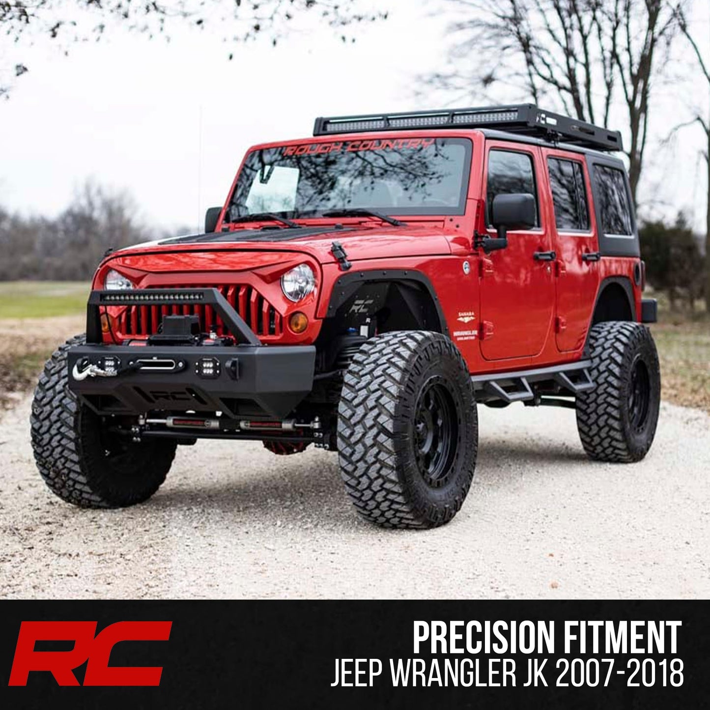 Rough Country Roof Rack for Jeep Wrangler JK (2007–2018) - Heavy-Duty Cargo Rack, Freedom Top Compatible, Low-Profile Overland Design