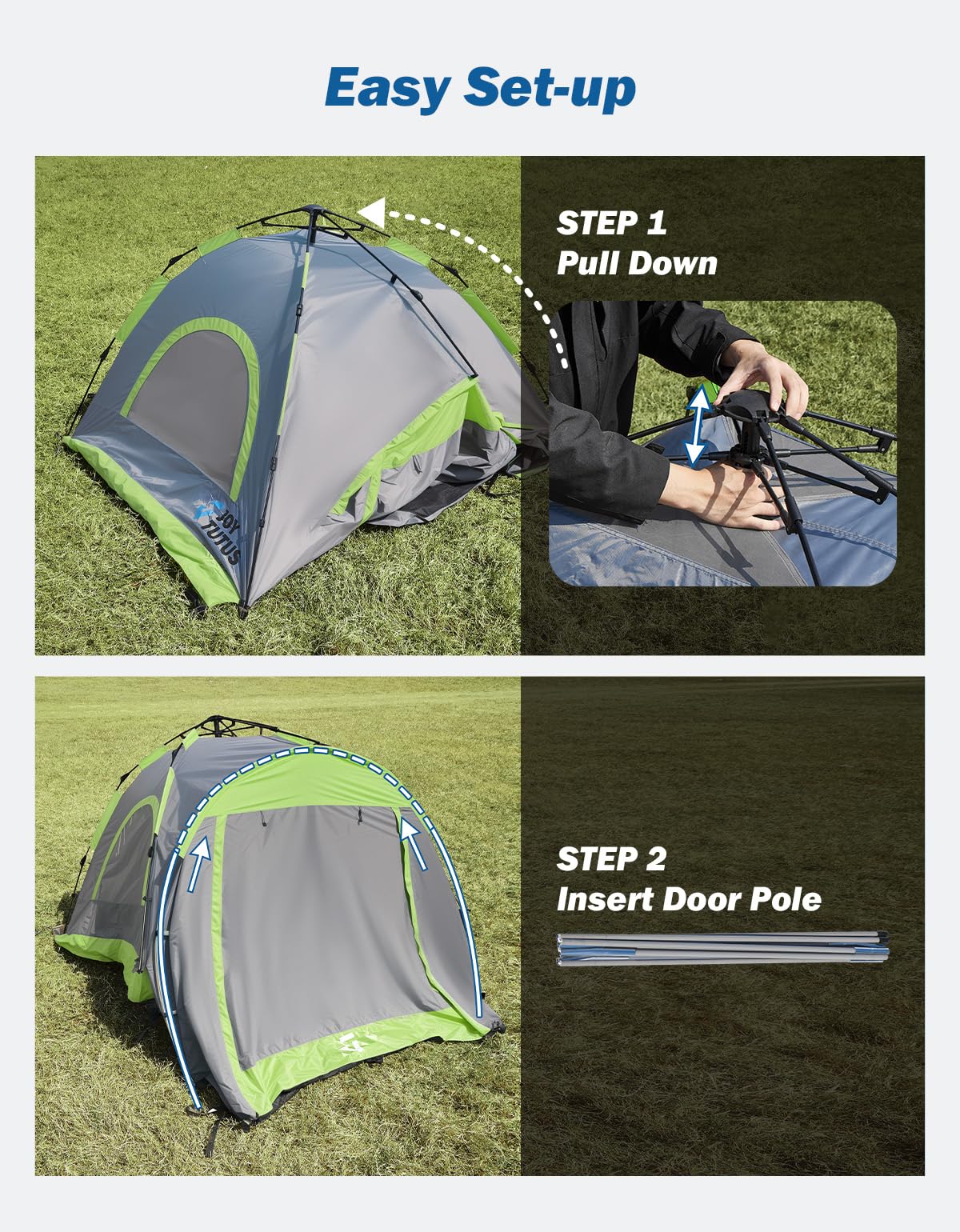 JOYTUTUS Semi-Automatic Truck Bed Tent with Awning, Easy Set-up with Pre-Assembled Design, 2 Person Portable Truck Camping Tent with Rainfly for 5.5FT-5.8FT Pickup Truck Bed, Waterproof PU2000mm