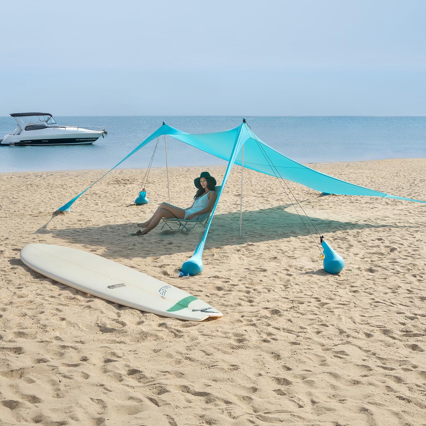 WILDPATH Beach Tent Sun Shelter 10 x 10FT with 8 Sandbags, UPF 50+ Protection Beach Shade Canopy, Eazy Up Portable Canopy Tent for Sun, Camping, Fishing, Backyard