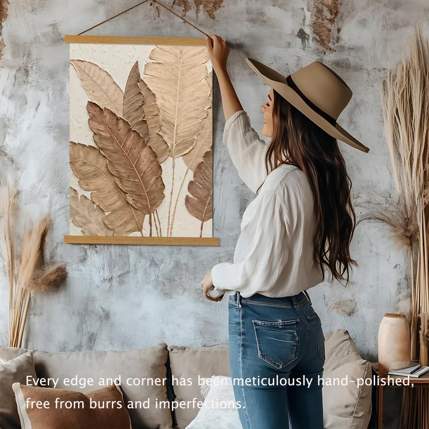 Artmag Magnetic Poster Hanger Frame - Light Wood Design for 24x36, 24x32, 24x18 Canvas Prints | Teak Wood Finish
