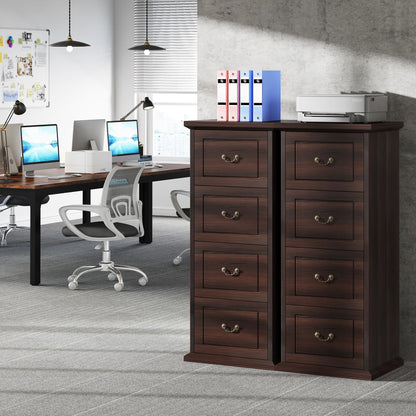Tribesigns 4-Drawer File Cabinet, Vertical Wood Filing Cabinet for A4/Letter Size, Tall Office Drawer Chest, Rustic Storage Organizer Unit for Home Office, Dark Walnut
