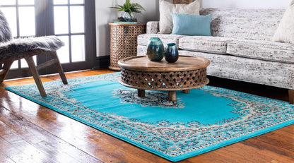 Unique Loom Reza Collection Traditional Persian Style Area Rug, 9 ft 10 in x 13 ft, Turquoise/Ivory