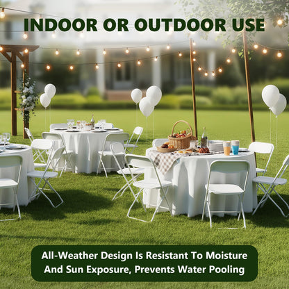 MAKE CHANGES Folding Chairs 16 Pack, Plastic Folding Chairs for Outside, Heavy Duty Foldable Chairs, Sturdy Metal Folding Chairs, 350 lbs Capacity, for Patio, Garden, Camping, White