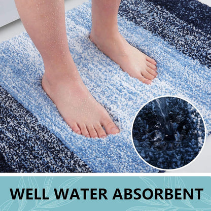 Arotive Microfiber Bath Rug - Soft, Absorbent & Non-Slip | Thick Plush 36x24 Blue Mat