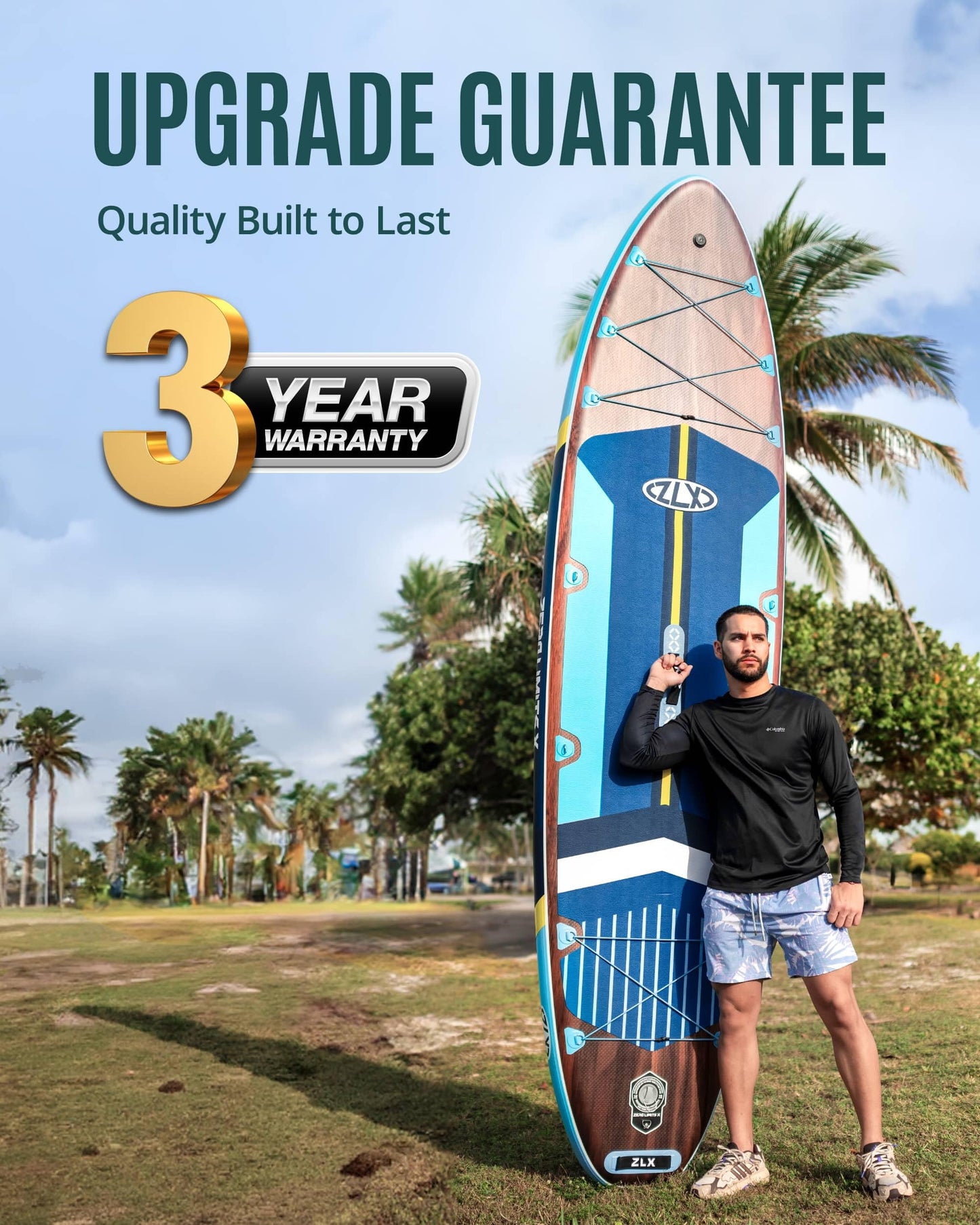 ZLX 11'6" Extra Large Inflatable Stand Up Paddle Board with Inflatable Seat | Stable Non-Slip Deck Pad and Premium iSUP Accessories - Portable Backpack & Upgraded Pump for Adults, All Skill Levels