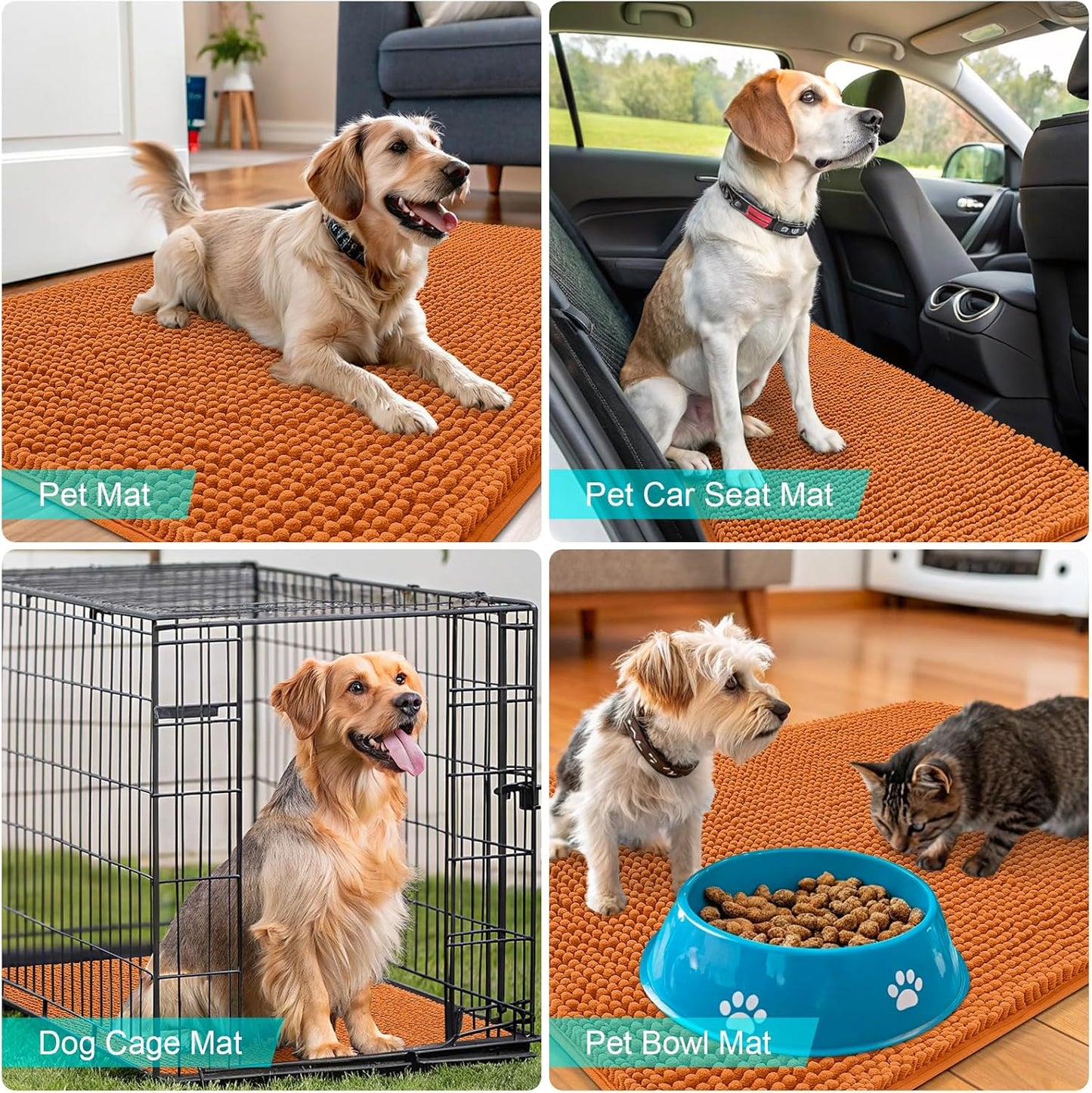 OLANLY Dog Door Mat - Absorbent Non-Slip Chenille Mat for Muddy Paws | 34x21 Inches, Quick Dry Clay Color
