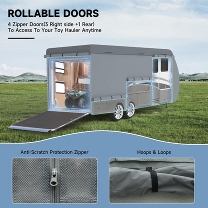VINPATIO RV Cover, 7 Layers Heavy Duty Travel Trailer Cover, Toy Hauler Cover Fits 27'-30' RV, Camper Cover with Extra Windproof Straps, Gutter Covers, Tongue Jack Cover