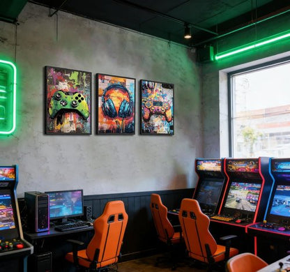 **Gaming Graffiti Canvas Wall Art - Cool Video Game Prints for Gamer Room | Unframed 16x24x3 Inch**