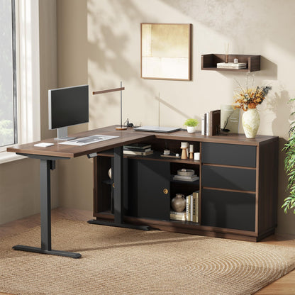 ModernMate 60" File Cabinet with 3 Drawer, Large Storage Sideboard, Filing Cabinet with Built-in Outlet and Adjustable Shelf for Living Room Study Home Office, 15.4" D x 60.2" W x 31.5" H