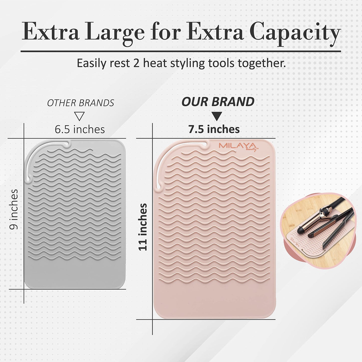Heat Resistant Mat - Curling Iron Holder - Straightener pad - Flat Iron Holder - Silicone Mat for Hair Tools - Hot Tool Mat - Salon Tools - Hot Iron Holster - Vanity Mat - Vanity Accessories for Women