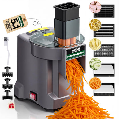 WantJoin 5 in 1 Electric Vegetable Chopper - Multifunctional Commercial Vegetable Dicer Food Fruit Processor Stainless Steel Blades for Slicing(2.5mm), Dicing(8/12mm), Chopping(2.5mm),Shredding