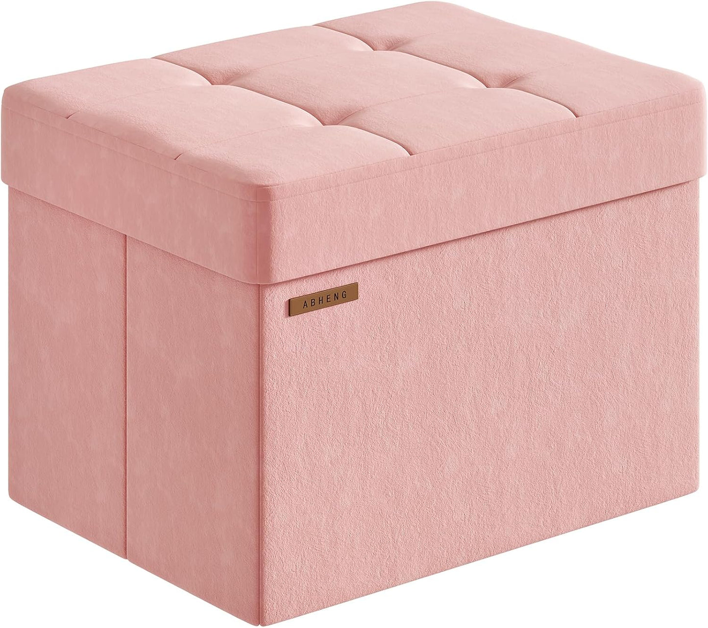 Office,12.2 16.1 12.2 Inches, 200 Pink,UASND03P ABHENG Folding Storage Ottoman, Velvet Storage Bench, Footrest, Foot
