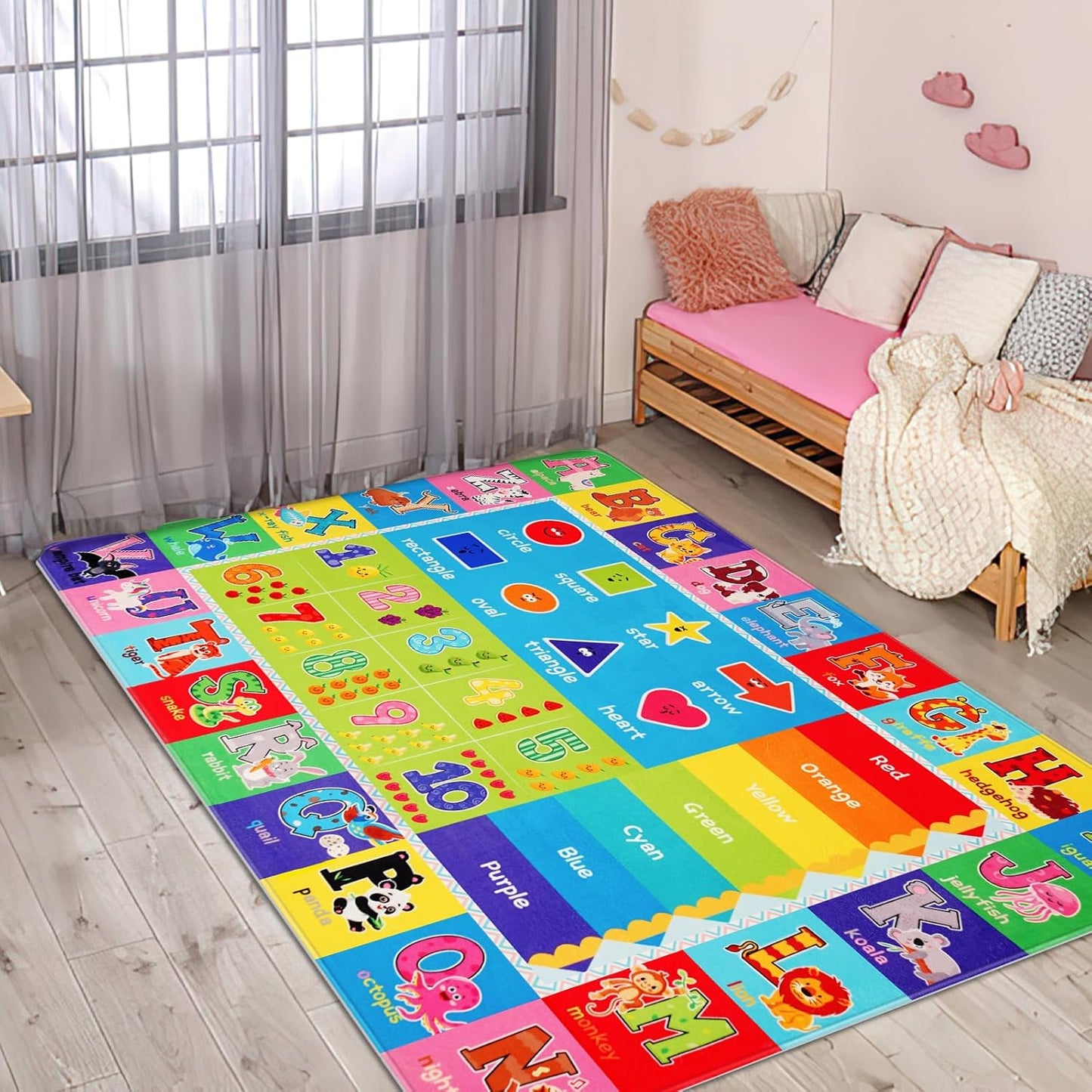 3' X5' Kids Rug for Playroom, ABC Educational Play Mat, Non-Slip Soft Rugs for Kids Room, Toddler Baby Nursery Floor