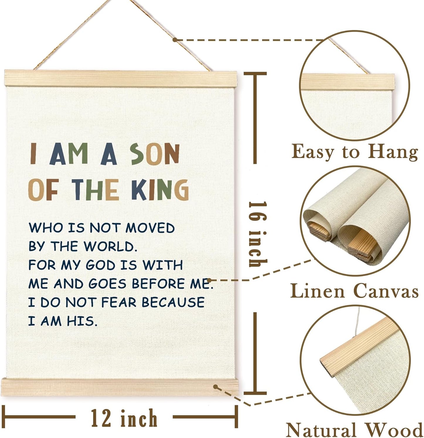 12X16 TAEDIN Christian Baby Boy Room Poster Hanger Frame, Faith Scripture Wood Wooden Canvas Artwork Print, Positive