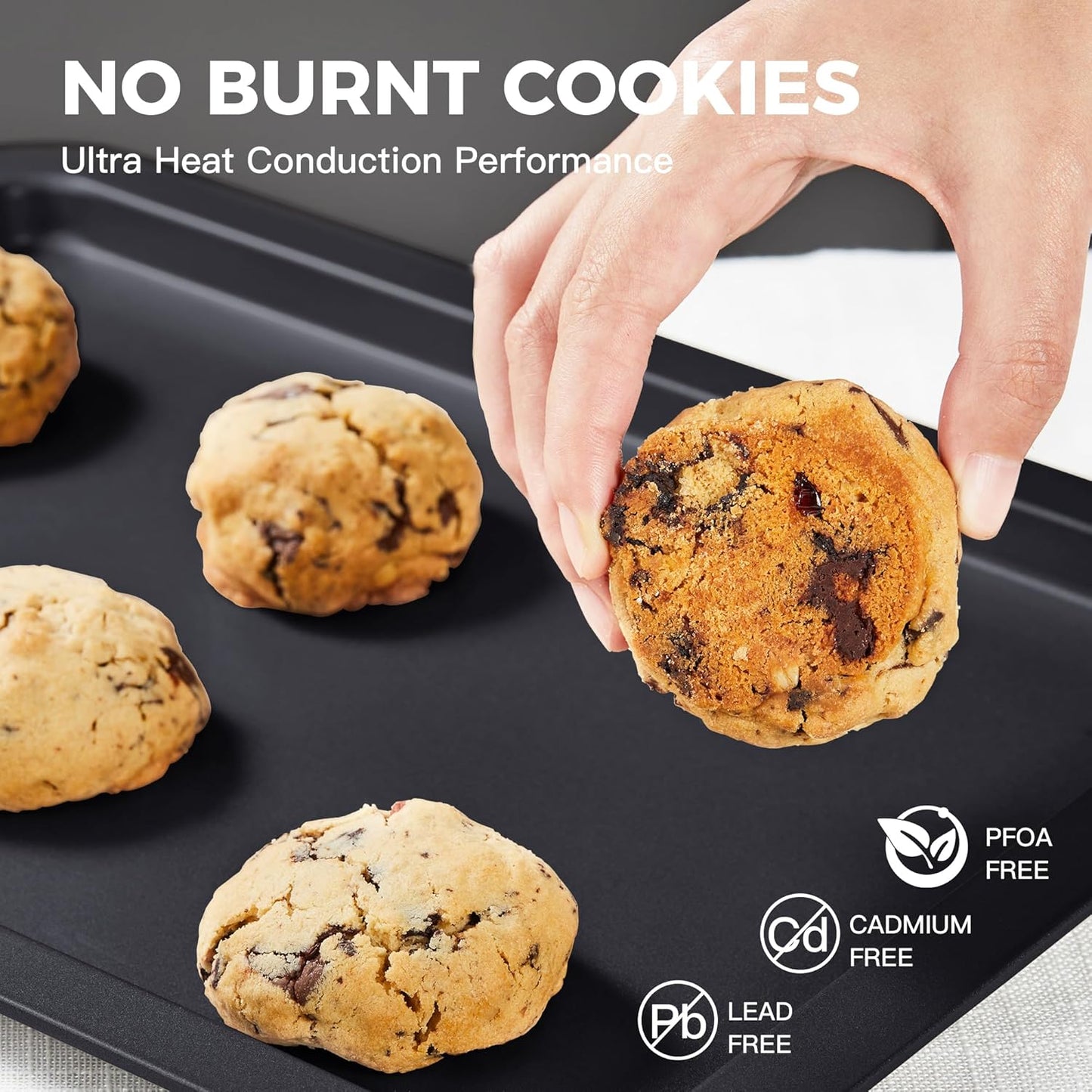 HONGBAKE XL Large Baking Sheet Set, 19x13.25 in, Nonstick Oven Tray with Wider Grips, 3 Pack, Dishwasher Safe