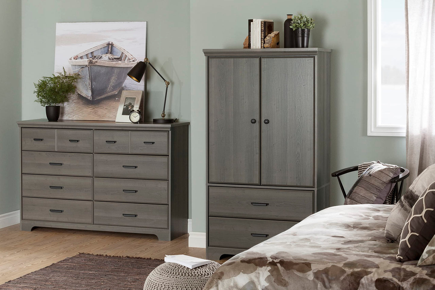 South Shore Versa 8-Drawer Double Dresser Gray Maple, Traditional