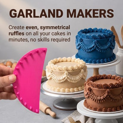 4 PCS Cake Piping Guide Tool, Cake Arch Guide Tool, Ruffle Guide Stencil, Cake Decorating Tools, Cake Ruffle Marker (2 PCS 6'' + 2 PCS 10'') for Cakes
