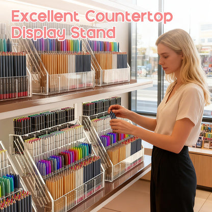 Vowcarol Pen Holder, Marker Organizer 20 Compartments, Clear Pencil Holder Space Saving, 4-Tire