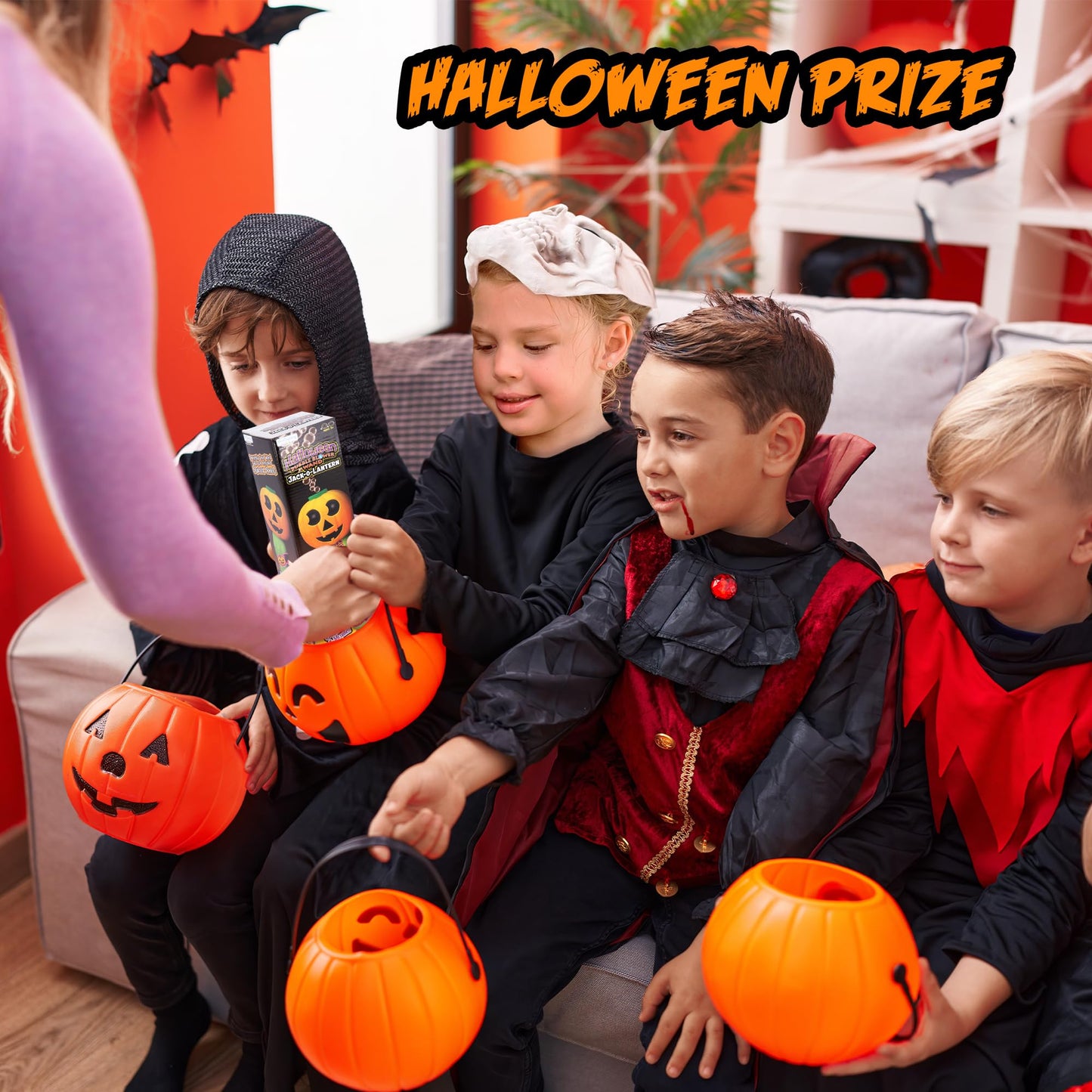 ArtCreativity Halloween Bubble Wand for Kids, 14" Light Up Pumpkin Bubble Wand for Toddlers with LED & Music, Halloween Boo Basket Stuffers for Kids, Haloween Toys for Toddlers