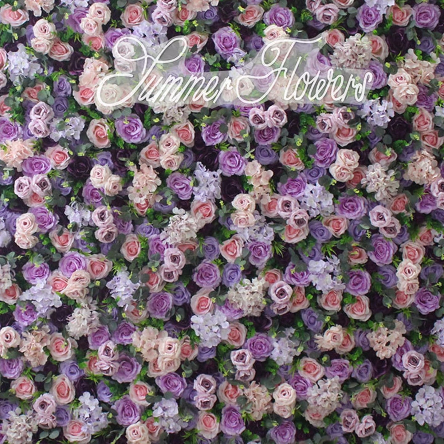 UYCVT Artificial Flower Wall Backdrop Panels,Purple Rose Handmade Romantic Large Wedding Backdrop 3D Floral Wall Fabric Flower Wall for Party Bridal Wedding Backgroun-200 * 200cm/6.56 * 6.56FT