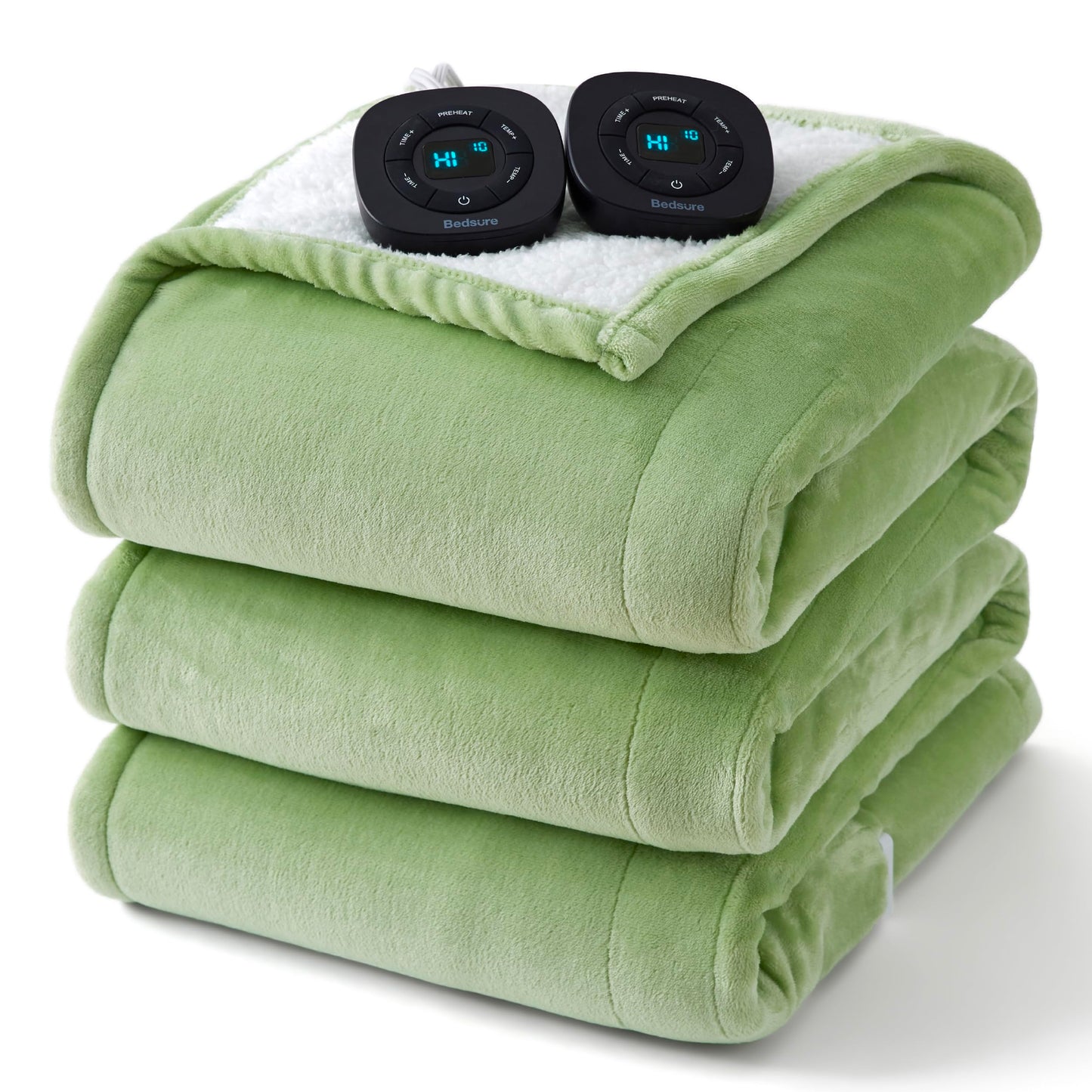 Bedsure Electric Blanket King Size - Dual Control Heated Blanket King Size, Fast Heating with 10 Time Settings & 10 Heat Settings, Warm Gift for Grandma (100x90 inches, Grey)