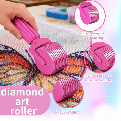 Upgraded Diamond Painting Roller Tool & Straightener, Detachable Diamond Art Roller for Smooth Pressing, 5D Gem Art Accessories and Crafting Supplies for Canvas Flattening, Candy Colors