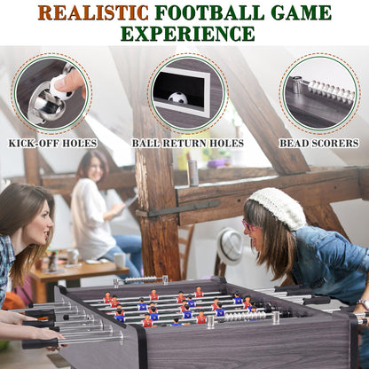 58 Inch Large Size Foosball Table Adult Size, Full Size Soccer Game Table w/2 Balls, Leg Levelers & Heavy-Duty Legs, Durable Arcade Football Table for Game Room, Home, Office, Party