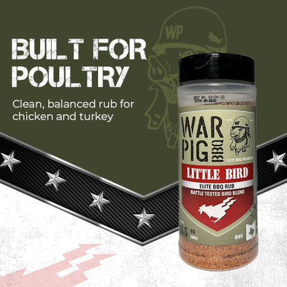 Warpig BBQ Little Bird BBQ Seasoning - Texas-Style Spice Blend for Grilling, Smoking & Roasting - 11.5 oz Bottle