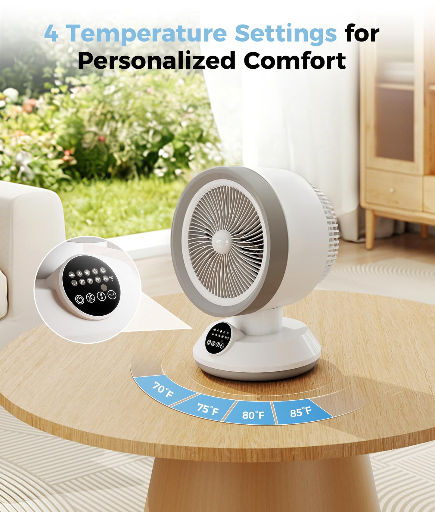 Oylus Heater and Fan Combo for Indoor Use, 2-in-1 1500W Portable Desk Heating & Cooling Fan, Oscillating with Adjustable Thermostat, 2 Heat & Fan Modes, Tip-Over Protection, Quiet Space Heater