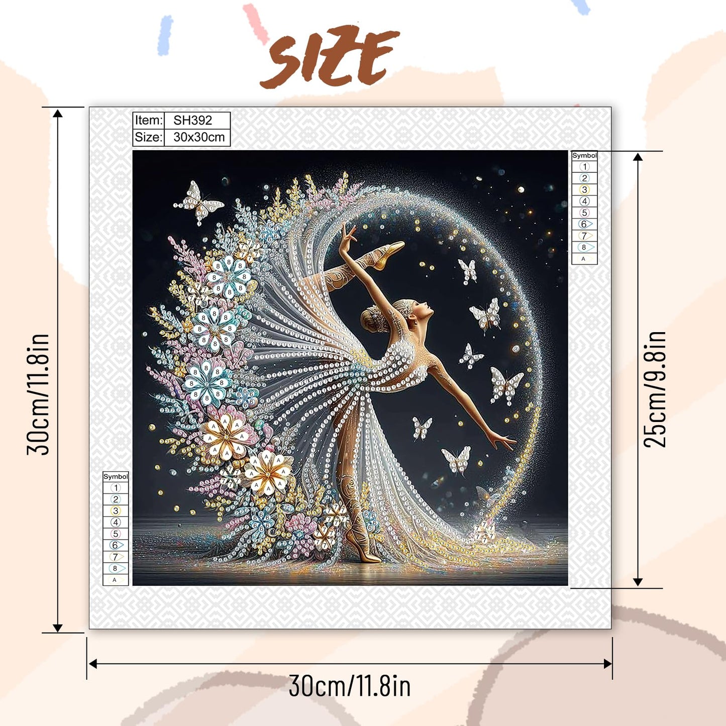 TDFERAN 30X30 Diamond Paintings Ballerina Dancer Dream Ballet Girl Diamond Art Kits Diamond Painting for Home D閏or Items Flowers Under Skirt Full Drill Ballet Dancer Diamond Art Gift for Adult