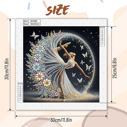 TDFERAN 30X30 Diamond Paintings Ballerina Dancer Dream Ballet Girl Diamond Art Kits Diamond Painting for Home D閏or Items Flowers Under Skirt Full Drill Ballet Dancer Diamond Art Gift for Adult
