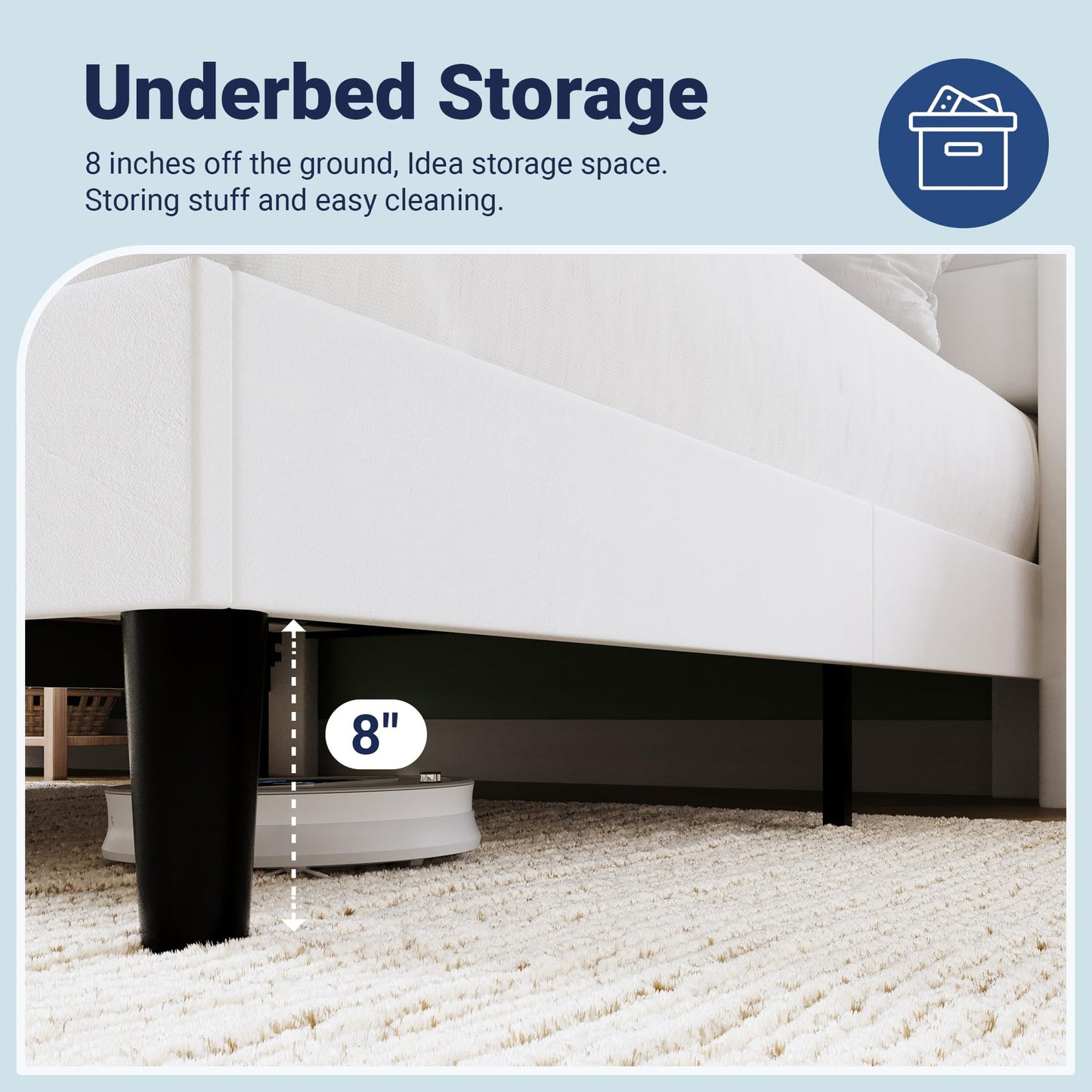 Allewie King Size Platform Bed Frame with Charging Station & Storage Headboard, Upholstered Velvet Wingback Design & USB Port, Strong Wooden Slats Support, No Box Spring Needed, Easy Assembly, White