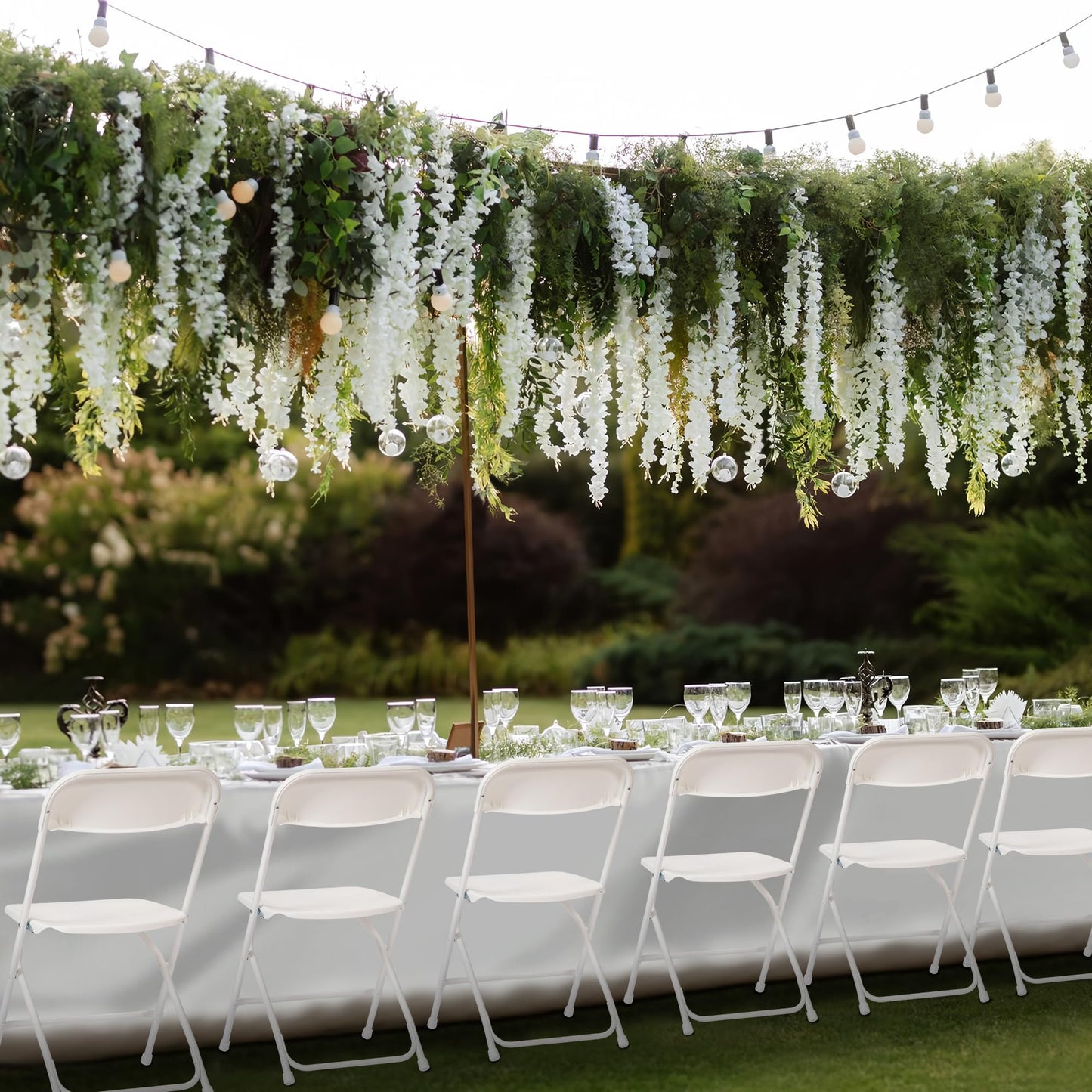 Real Relax Plastic Folding Chairs Set of 40, White Plastic Folding Chairs, Perfect for Party Event Outside Entertaining, 350 LBS Capacity