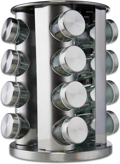 16 Pack FineDine: Stainless steel round spice rack